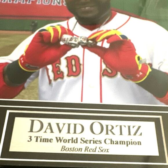 David Ortiz 3 time world Series Champion #34 Boston Red Sox framed Metal plate - Picture 2 of 6